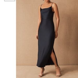 NWOT BHLDN CALI SATIN CHARMEUSE MIDI DRESS IN MIDNIGHT Z234-27